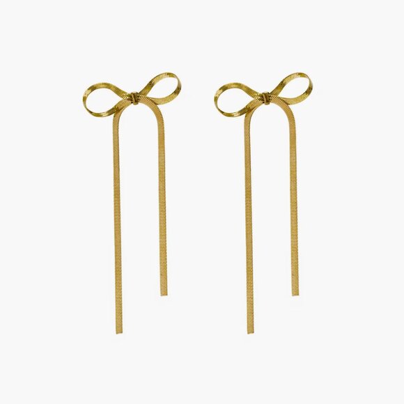 “Lauren” 🎀 Ribbon Bow Earrings Stainless Steel - Picture 3 of 4